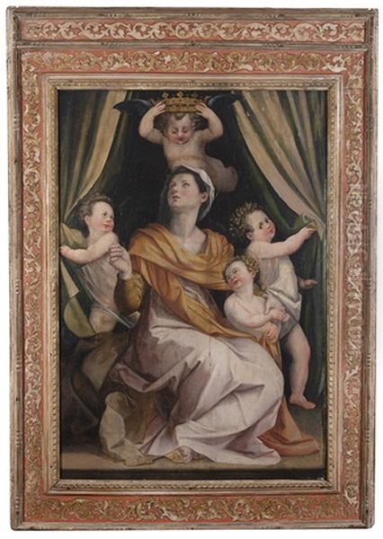 Madonna Col Bambino E Angeli Oil Painting by Jacopo del Conte