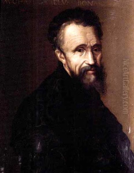 Portrait Of Michelangelo Buonarroti (1475-1564), Half Length, Wearing Black Oil Painting by Jacopo del Conte