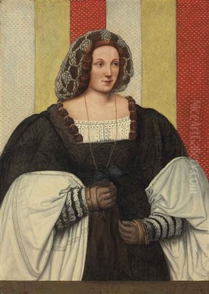 Portrait A Lady From The Trivulzio Family, Three-quarter-length Oil Painting by Bernardino dei Conti