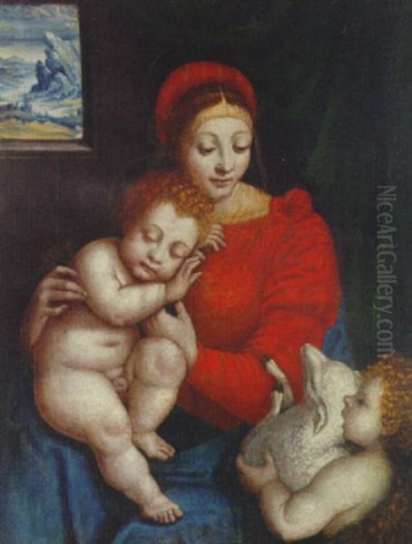 The Madonna And Child With The Infant Saint John The Baptist Oil Painting by Bernardino dei Conti