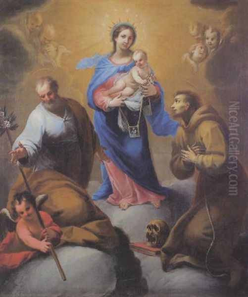 Madonna Con Bambino E I Santi Giuseppe E Francesco Oil Painting by Francesco Conti