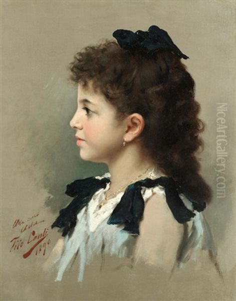 Portrait Of A Young Girl Oil Painting by Tito Conti