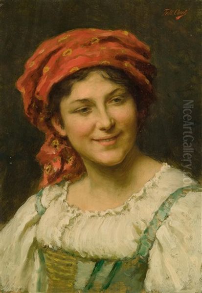 Studie 'ragazza Toscana' Oil Painting by Tito Conti