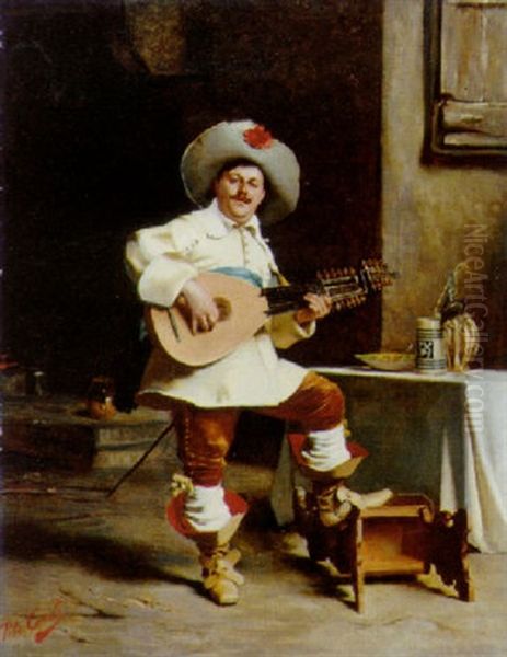 The Guitar Player Oil Painting by Tito Conti