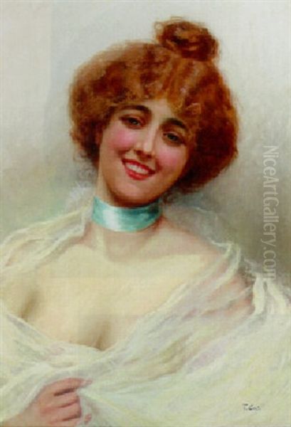 Portrait Of A Young Beauty Oil Painting by Tito Conti