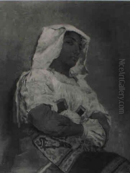 A Neopolitan Peasant Girl Oil Painting by Tito Conti