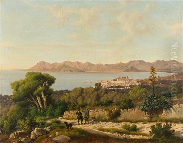 Blick Auf Die Bucht Von Cannes Oil Painting by Joseph Camille Th. Contini