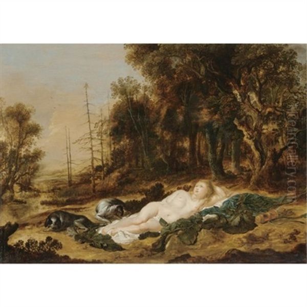 Diana Resting After The Hunt (collab. W/ Aert Van Der Neer) by Peter Coode