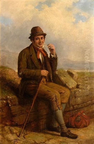 The Traveller At Rest Oil Painting by Charles Henry Cook