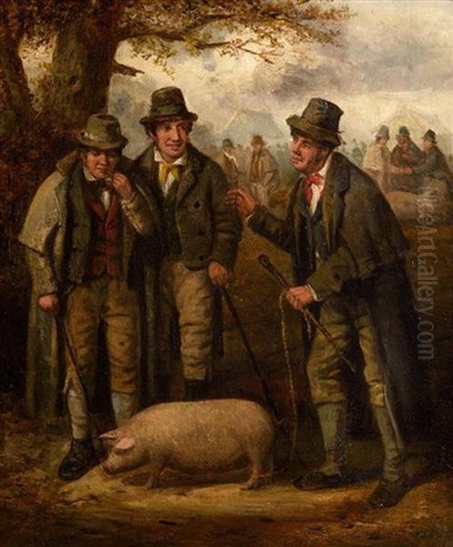 The Pig Market Oil Painting by Charles Henry Cook