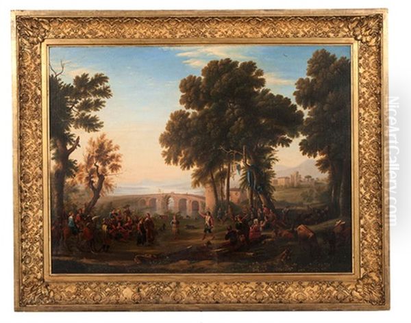 Landscape (after Claude Lorrain) Oil Painting by Charles Henry Cook