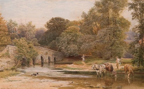 The Watering Hole Oil Painting by Ebenezer Wake Cook