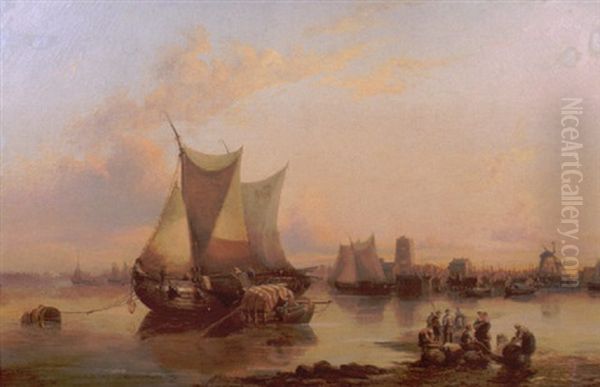 Rotterdam Harbor Oil Painting by Ebenezer Wake Cook