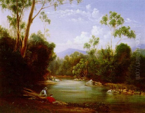 The Ovens River, Victoria Oil Painting by Ebenezer Wake Cook