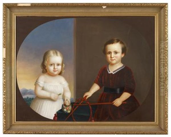 Double Portrait Of A Brother And His Sister Oil Painting by Nelson Cook