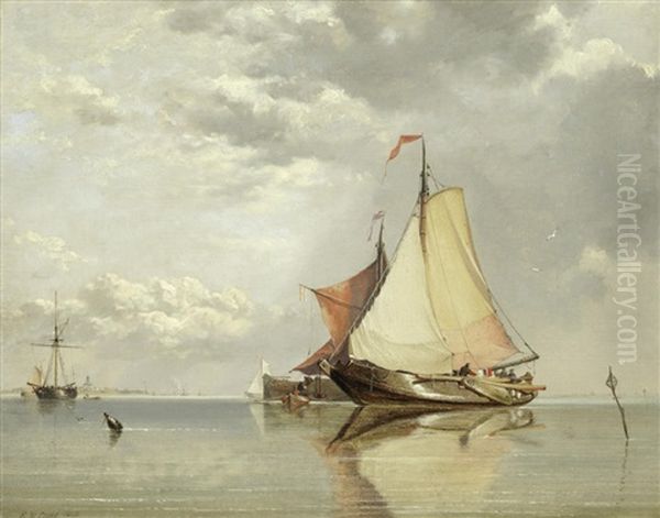 Dutch Fishing Craft Off Fort Lillo, Mouth Of The Scheldt Oil Painting by Edward William Cooke