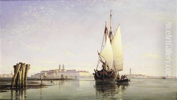 Evening On The Lagoon From Isola San Servolo, Venice Oil Painting by Edward William Cooke