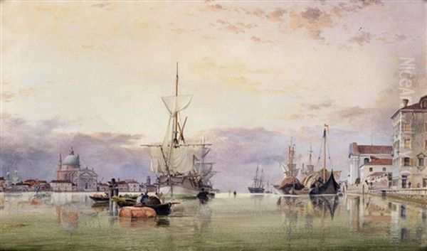 The Canale Della Giudecca With Redentore Beyond; The Dogana Di Mare With San Giorgio Maggiore Beyond; (2) Oil Painting by Edward William Cooke