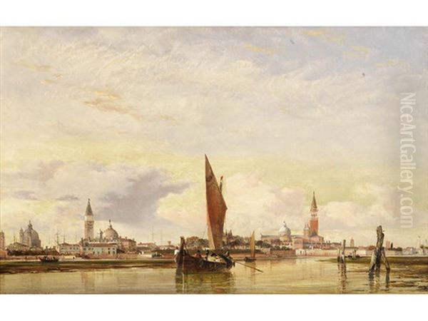 Looking From The Lagoon Towards The Giudecca Oil Painting by Edward William Cooke