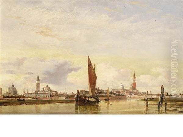 Looking From The Lagoon Towards The Giudecca Oil Painting by Edward William Cooke