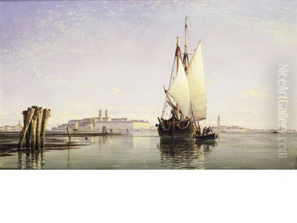 Evening On The Lagoon From Isola San Servolo, Venice Oil Painting by Edward William Cooke