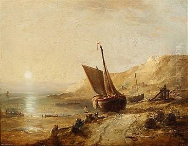 Coastal Scene From The Isle Of Wight Oil Painting by Edward William Cooke