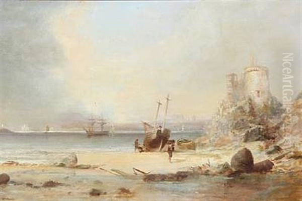 Coastal Scene From Wales Oil Painting by Edward William Cooke