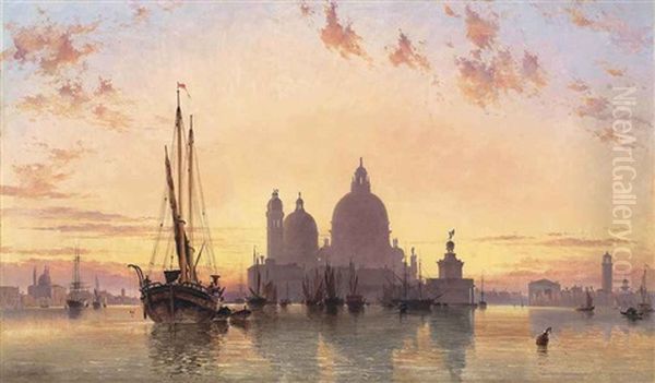 Sunset Behind Santa Maria Della Salute, Venice Oil Painting by Edward William Cooke