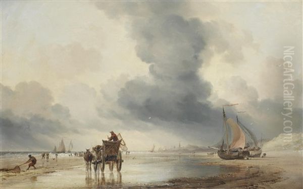 Scheveningen Oil Painting by Edward William Cooke