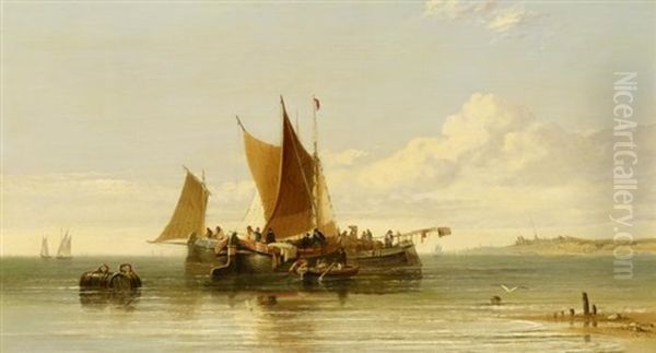 Fischerboote Auf Stiller See Vor Der Kuste Vor Scheveningen by Edward William Cooke