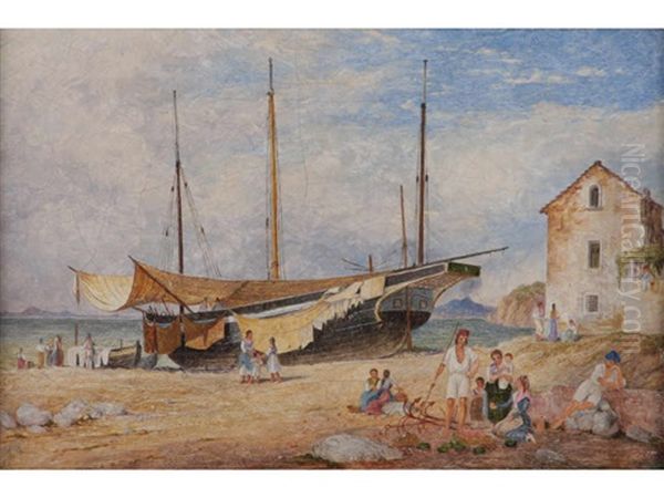 The Beach Oil Painting by Edward William Cooke