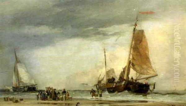 Scheveningen Oil Painting by Edward William Cooke