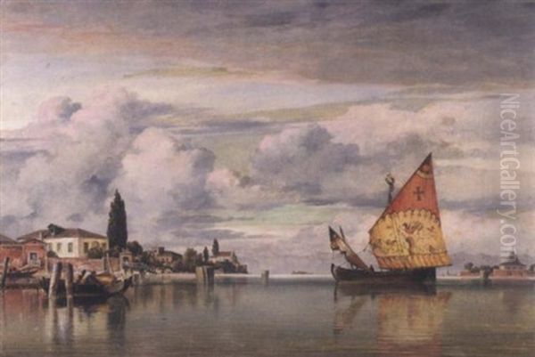 On The Lagoon, Venice Oil Painting by Edward William Cooke