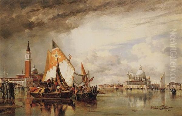 San Giorgio Maggiore And The Salute, Venice, With Fishing Craft Of Choggia And The Lagune Oil Painting by Edward William Cooke