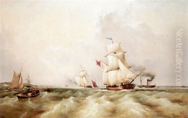 The Thames - Whose Ample Breast Displays Unfurled The Ensigns Of The Assembled World Oil Painting by Edward William Cooke