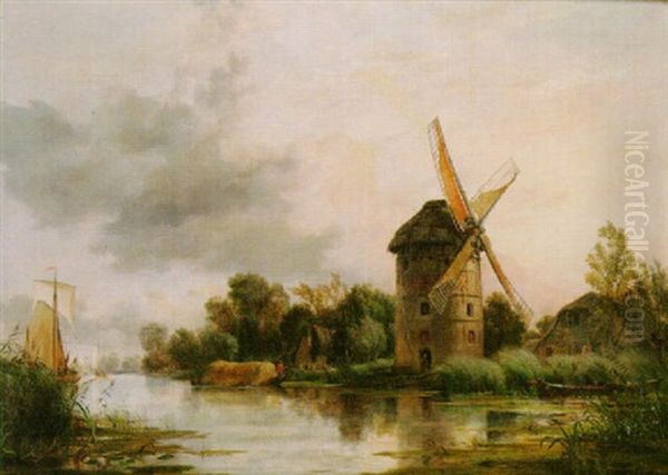 A Mill On The Rhine Oil Painting by Edward William Cooke