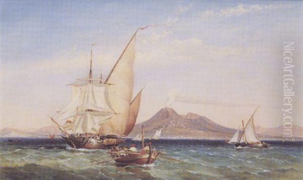 Vesuvius And The Bay Of Naples From Off Castelmare Oil Painting by Edward William Cooke