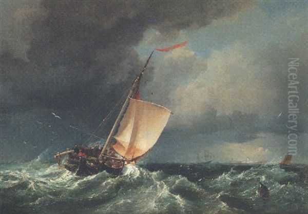 A Squall - Trouville Boats Making For Calais Oil Painting by Edward William Cooke