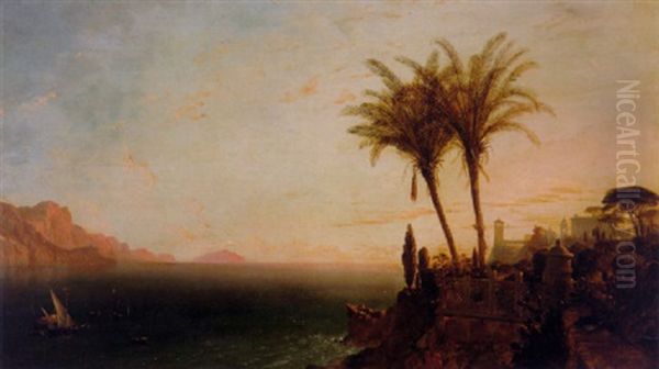 Evening On The Cornice, Gulf Of Genoa Oil Painting by Edward William Cooke