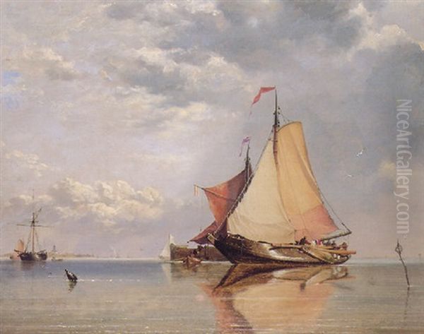 Dutch Fishing Craft Off Fort Lillo, Mouth Of The Scheldt Oil Painting by Edward William Cooke