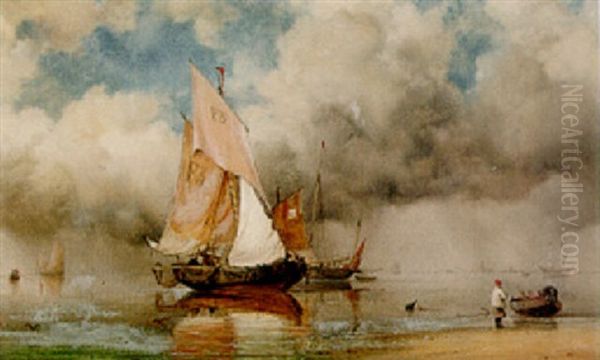 French Fishing Craft, Mouth Of The Seine Oil Painting by Edward William Cooke