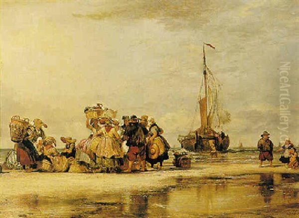 Scheveningen Oil Painting by Edward William Cooke