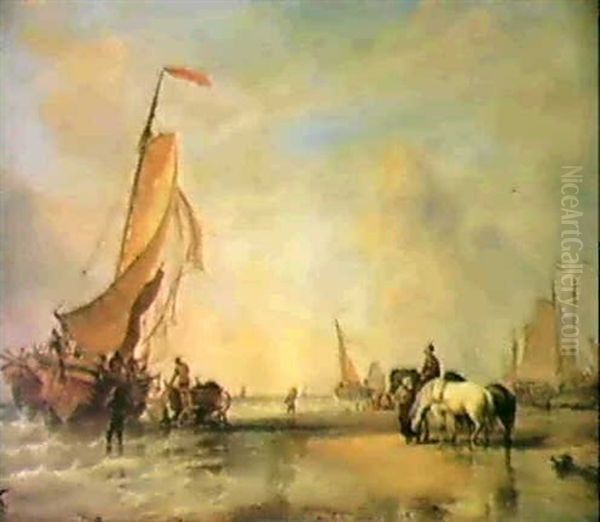 On The Dutch Coast Near Katwyk Oil Painting by Edward William Cooke