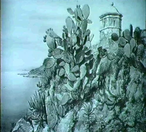 Cactus Opuntia On The Walls, Monaco Oil Painting by Edward William Cooke