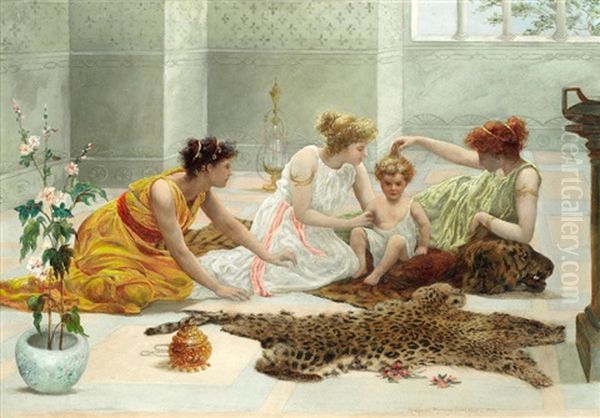 Harem Scene Oil Painting by Margaret Murray Cookesley