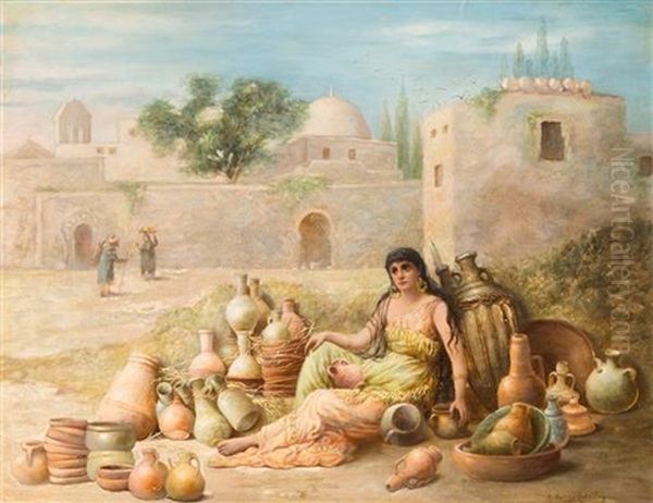 Pottery Seller Oil Painting by Margaret Murray Cookesley