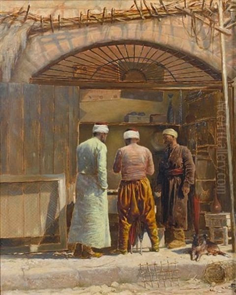 Moroccan Street Scene Oil Painting by Margaret Murray Cookesley