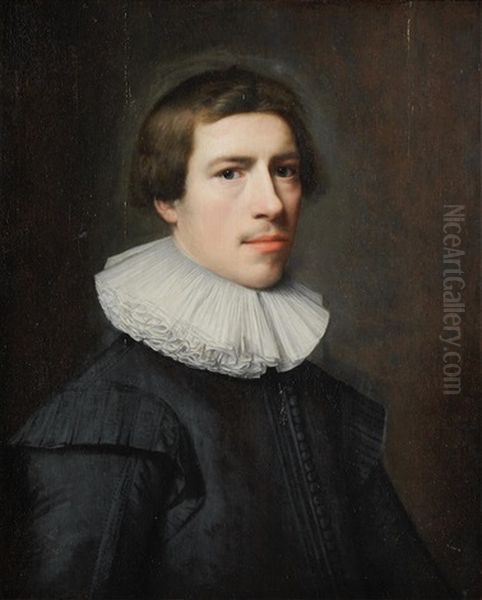 Portrait Of A Gentleman, Bust-length, In Black Costume And White Ruff Oil Painting by Jan Daemen Cool