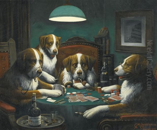 Poker Game Oil Painting by Cassius Marcellus Coolidge