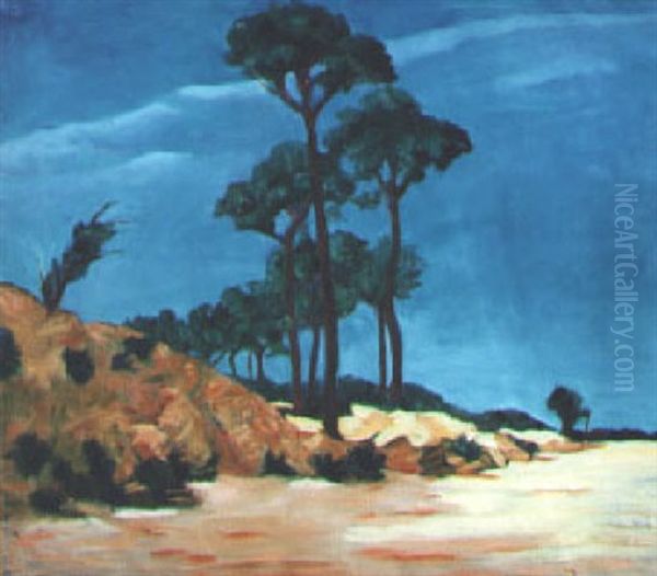 Trees By A Beach Oil Painting by Mountford Coolidge